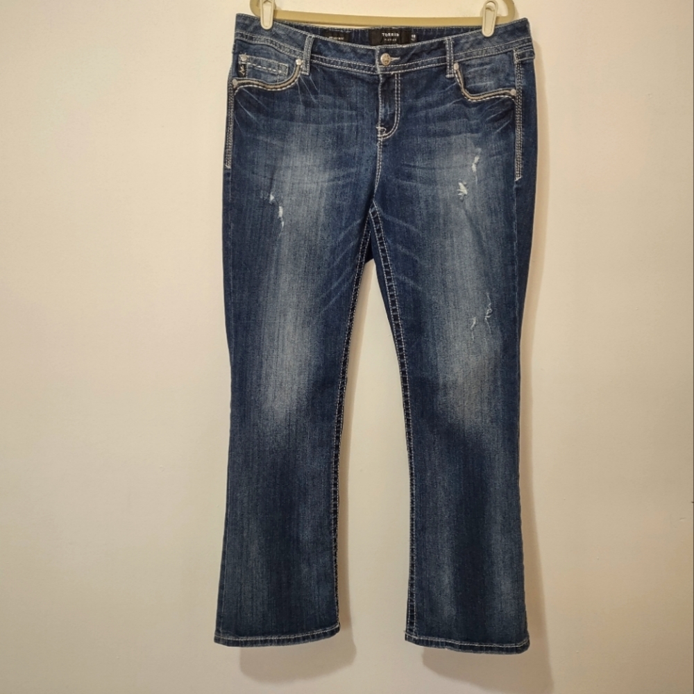 Torrid Relaxed Boot Embellished Pockets Jeans